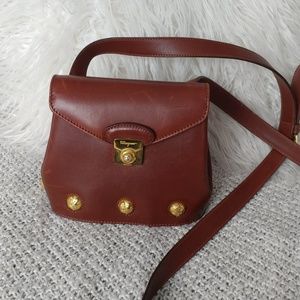 🌙Ferragamo mini Tan Studded Leather Crossbody Auth.